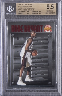 1996 Score Board "Autographed Basketball - Pure Performance" Silver #PP14 Kobe Bryant Rookie Card – BGS GEM MINT 9.5 "1 of 2!"